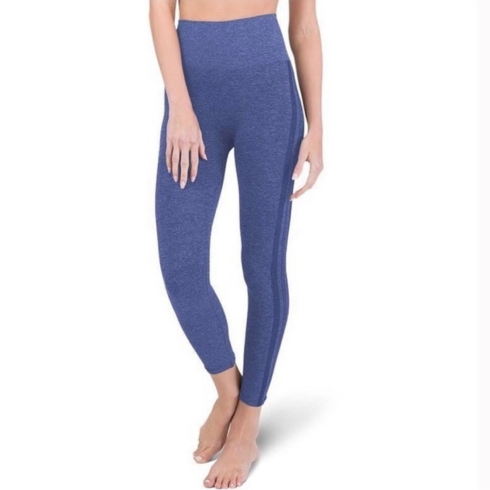 Assets Red Hot Label by Spanx Blue Stripe Marled Seamless Legging Size XL Women